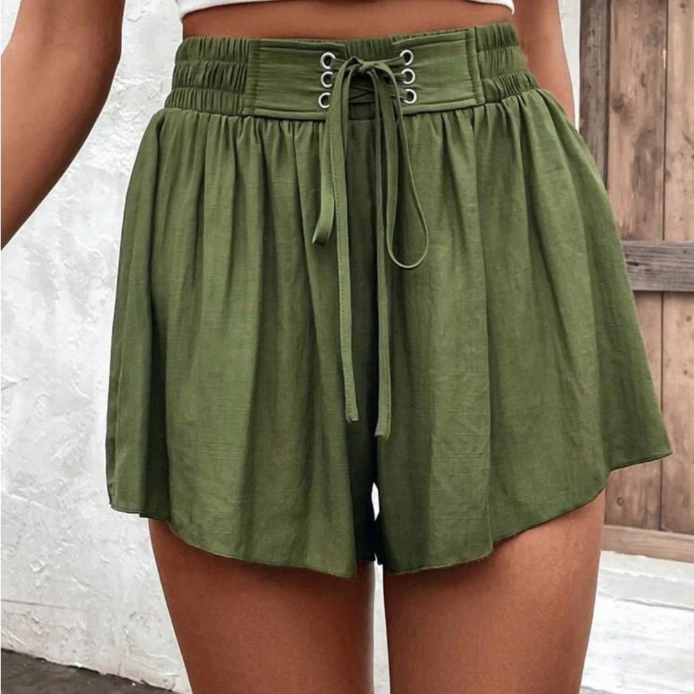 Green Wide Leg Shorts